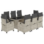 vidaXL Set mobilier grădină cu perne, 9 piese, gri deschis, poliratan