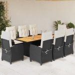 vidaXL Set mobilier de grădină cu perne, 9 piese, negru, poliratan vidaXL Set mobilier de grădină cu perne, 9 piese, negru, poliratan