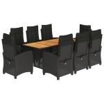 vidaXL Set mobilier de grădină cu perne, 9 piese, negru, poliratan vidaXL Set mobilier de grădină cu perne, 9 piese, negru, poliratan