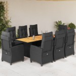 vidaXL Set mobilier de grădină cu perne, 9 piese, negru, poliratan vidaXL Set mobilier de grădină cu perne, 9 piese, negru, poliratan