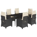 vidaXL Set mobilier de grădină cu perne, 7 piese, negru, poliratan vidaXL Set mobilier de grădină cu perne, 7 piese, negru, poliratan