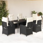 vidaXL Set mobilier de grădină cu perne, 7 piese, negru, poliratan vidaXL Set mobilier de grădină cu perne, 7 piese, negru, poliratan