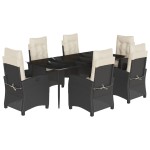 vidaXL Set mobilier de grădină cu perne, 7 piese, negru, poliratan vidaXL Set mobilier de grădină cu perne, 7 piese, negru, poliratan