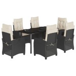 vidaXL Set mobilier de grădină cu perne, 7 piese, negru, poliratan vidaXL Set mobilier de grădină cu perne, 7 piese, negru, poliratan