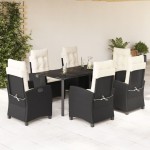 vidaXL Set mobilier de grădină cu perne, 7 piese, negru, poliratan vidaXL Set mobilier de grădină cu perne, 7 piese, negru, poliratan