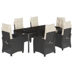 vidaXL Set mobilier de grădină cu perne, 7 piese, negru, poliratan vidaXL Set mobilier de grădină cu perne, 7 piese, negru, poliratan