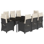 vidaXL Set mobilier de grădină cu perne, 9 piese, negru, poliratan vidaXL Set mobilier de grădină cu perne, 9 piese, negru, poliratan