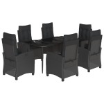 vidaXL Set mobilier de grădină cu perne, 7 piese, negru, poliratan vidaXL Set mobilier de grădină cu perne, 7 piese, negru, poliratan