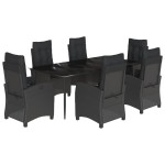 vidaXL Set mobilier de grădină cu perne, 7 piese, negru, poliratan vidaXL Set mobilier de grădină cu perne, 7 piese, negru, poliratan