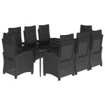 vidaXL Set mobilier de grădină cu perne, 9 piese, negru, poliratan vidaXL Set mobilier de grădină cu perne, 9 piese, negru, poliratan