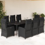 vidaXL Set mobilier de grădină cu perne, 9 piese, negru, poliratan vidaXL Set mobilier de grădină cu perne, 9 piese, negru, poliratan