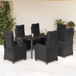 vidaXL Set mobilier de grădină cu perne, 7 piese, negru, poliratan vidaXL Set mobilier de grădină cu perne, 7 piese, negru, poliratan