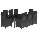 vidaXL Set mobilier de grădină cu perne, 9 piese, negru, poliratan vidaXL Set mobilier de grădină cu perne, 9 piese, negru, poliratan