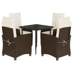vidaXL Set mobilier de grădină, 5 piese, cu perne, maro, poliratan vidaXL Set mobilier de grădină, 5 piese, cu perne, maro, poliratan