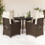 vidaXL Set mobilier de grădină, 5 piese, cu perne, maro, poliratan vidaXL Set mobilier de grădină, 5 piese, cu perne, maro, poliratan