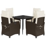 vidaXL Set mobilier de grădină, 5 piese, cu perne, maro, poliratan vidaXL Set mobilier de grădină, 5 piese, cu perne, maro, poliratan
