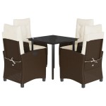 vidaXL Set mobilier de grădină, 5 piese, cu perne, maro, poliratan vidaXL Set mobilier de grădină, 5 piese, cu perne, maro, poliratan