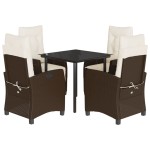vidaXL Set mobilier de grădină, 5 piese, cu perne, maro, poliratan vidaXL Set mobilier de grădină, 5 piese, cu perne, maro, poliratan