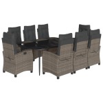 vidaXL Set mobilier grădină cu perne, 9 piese, gri, poliratan