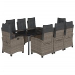 vidaXL Set mobilier grădină cu perne, 9 piese, gri, poliratan