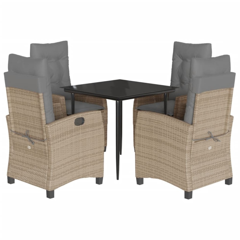 vidaXL Set mobilier pentru grădină, 5 piese, cu perne, bej, poliratan