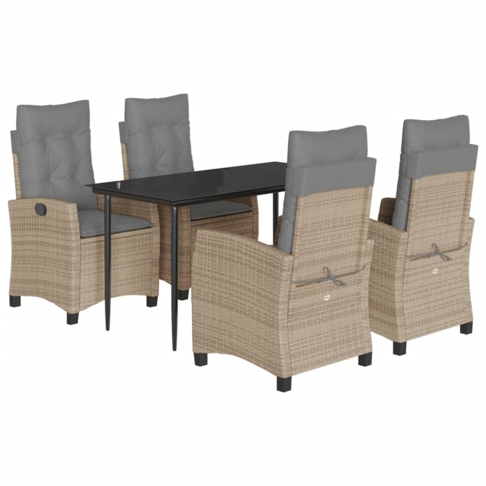 vidaXL Set mobilier pentru grădină, 5 piese, cu perne, bej, poliratan
