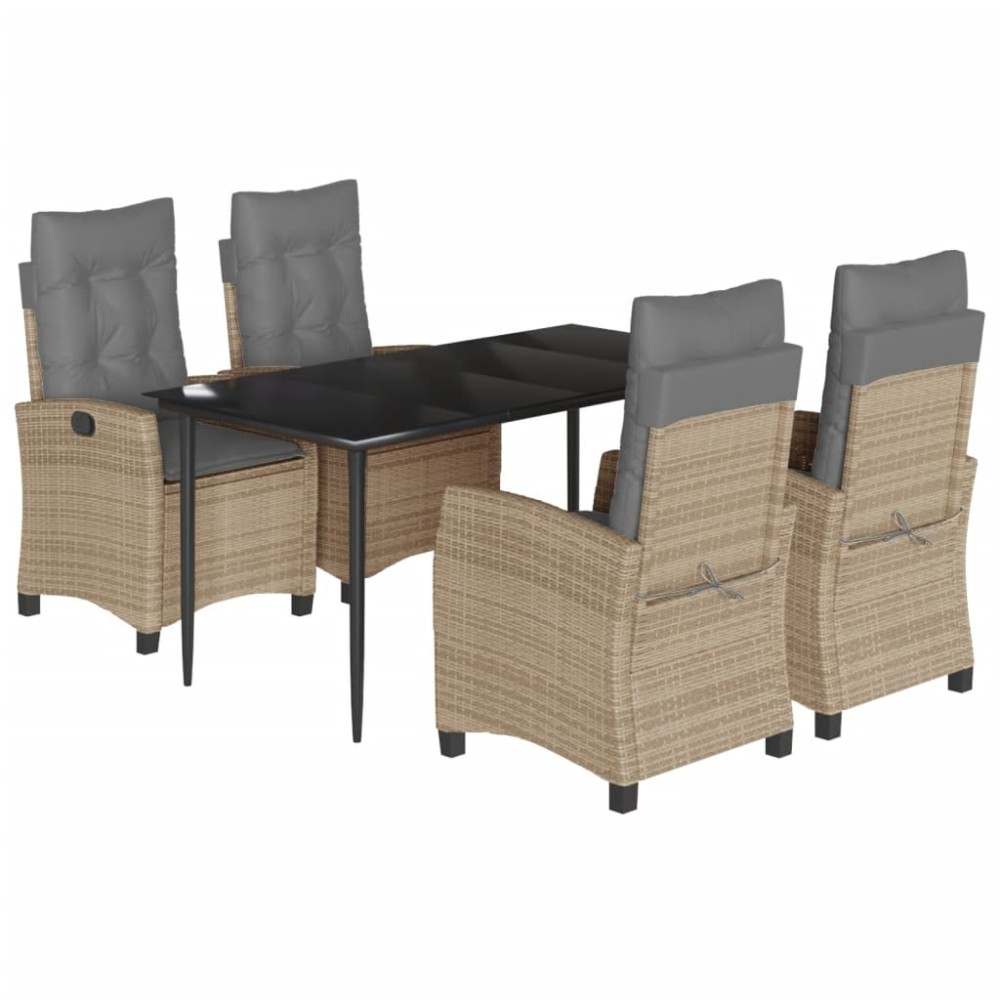 vidaXL Set mobilier pentru grădină, 5 piese, cu perne, bej, poliratan