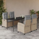 vidaXL Set mobilier pentru grădină, 5 piese, cu perne, bej, poliratan vidaXL Set mobilier pentru grădină, 5 piese, cu perne, bej, poliratan