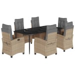 vidaXL Set mobilier pentru grădină, 7 piese, cu perne, bej, poliratan vidaXL Set mobilier pentru grădină, 7 piese, cu perne, bej, poliratan