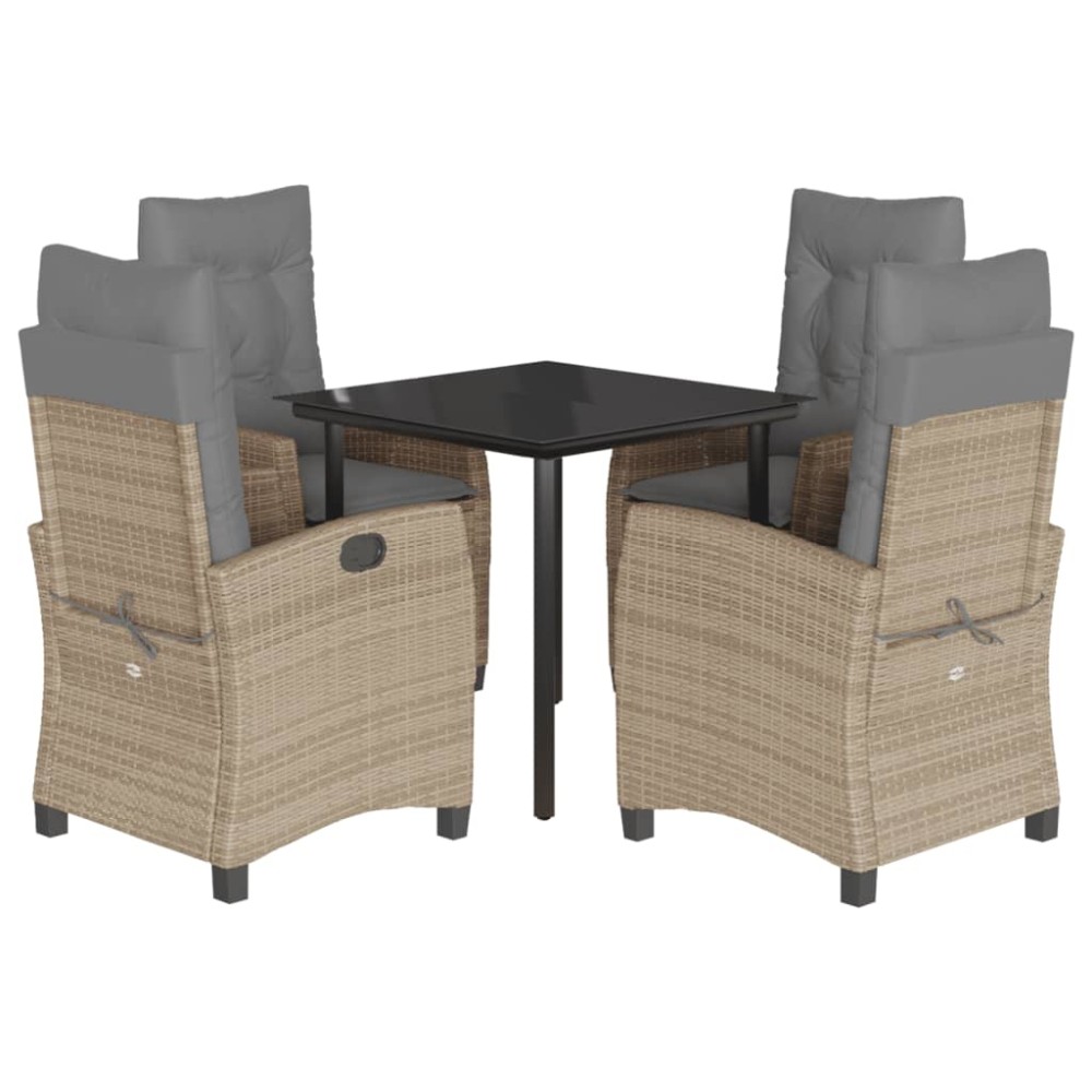 vidaXL Set mobilier pentru grădină, 5 piese, cu perne, bej, poliratan