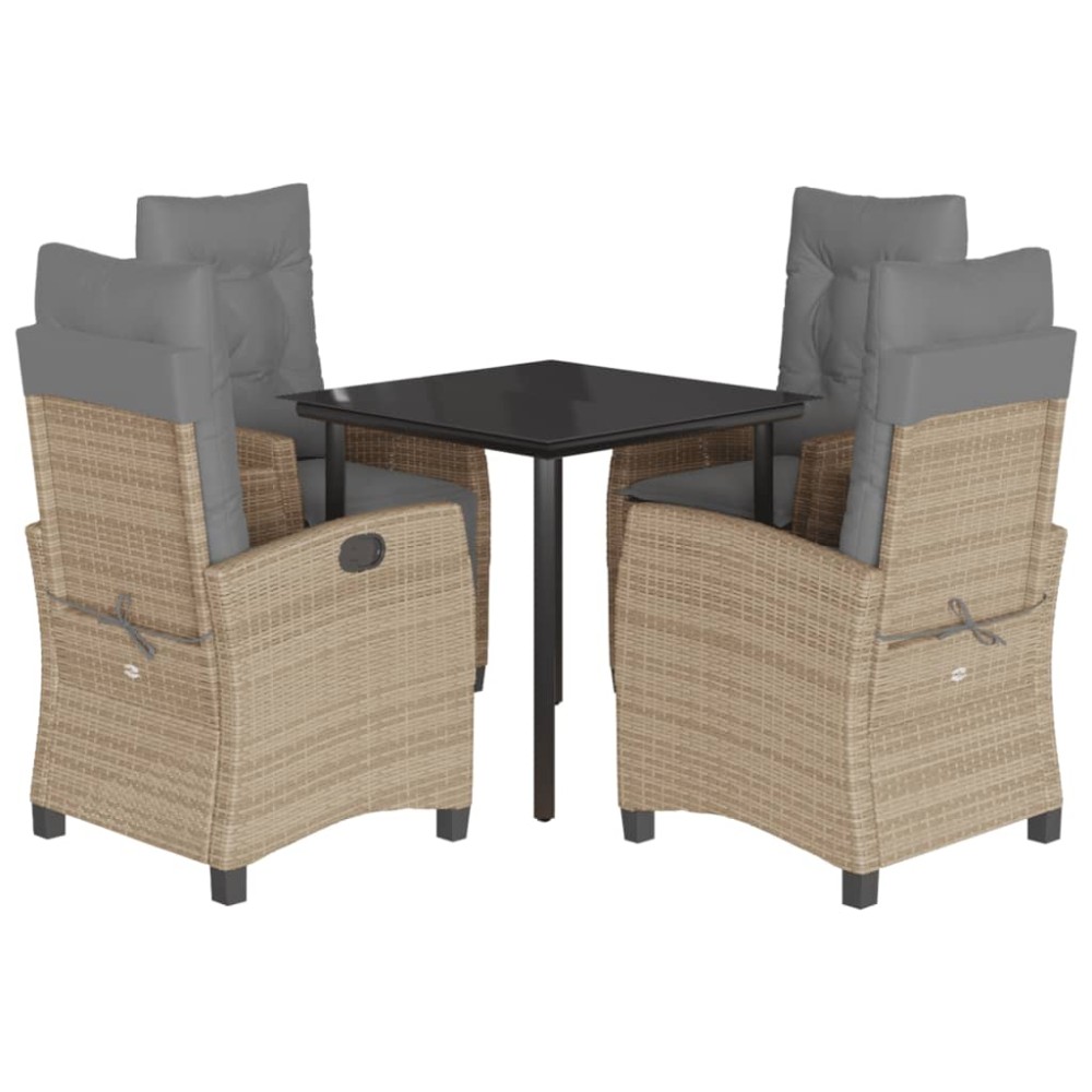 vidaXL Set mobilier pentru grădină, 5 piese, cu perne, bej, poliratan