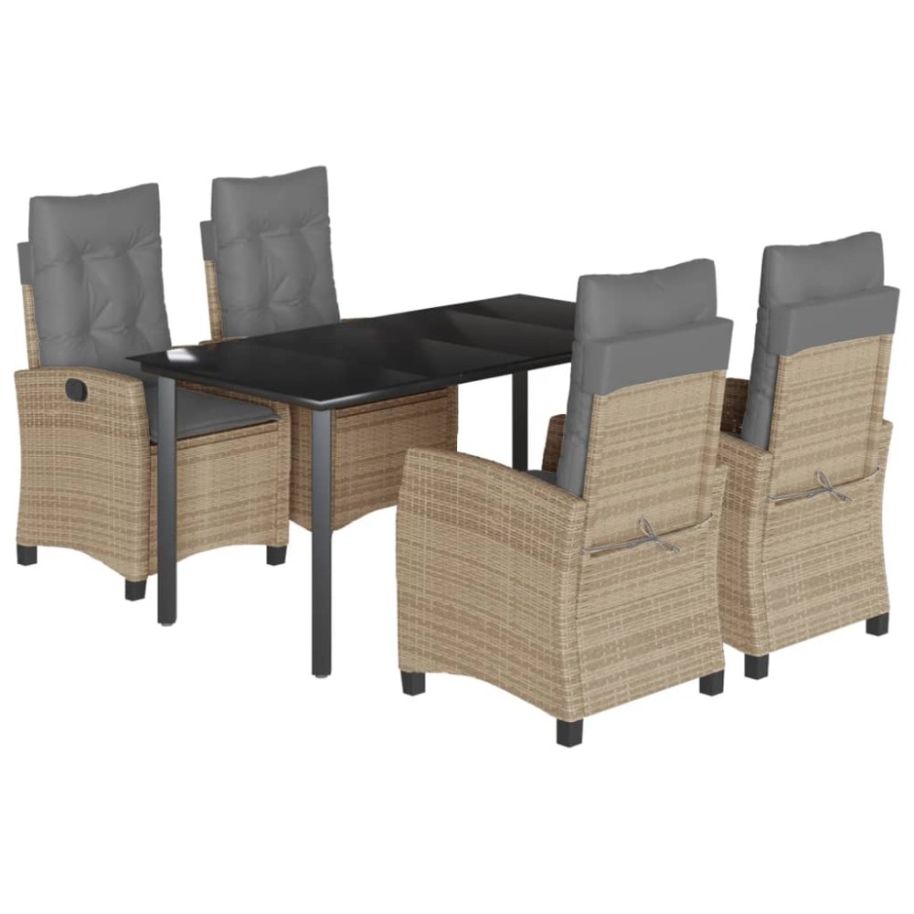 vidaXL Set mobilier pentru grădină, 5 piese, cu perne, bej, poliratan