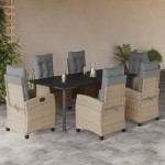 vidaXL Set mobilier pentru grădină, 7 piese, cu perne, bej, poliratan vidaXL Set mobilier pentru grădină, 7 piese, cu perne, bej, poliratan