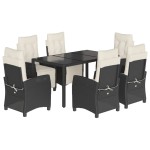 vidaXL Set mobilier de grădină cu perne, 7 piese, negru, poliratan vidaXL Set mobilier de grădină cu perne, 7 piese, negru, poliratan