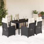 vidaXL Set mobilier de grădină cu perne, 7 piese, negru, poliratan vidaXL Set mobilier de grădină cu perne, 7 piese, negru, poliratan
