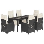 vidaXL Set mobilier de grădină cu perne, 7 piese, negru, poliratan vidaXL Set mobilier de grădină cu perne, 7 piese, negru, poliratan