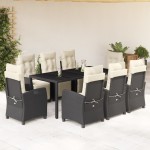 vidaXL Set mobilier de grădină cu perne, 9 piese, negru, poliratan vidaXL Set mobilier de grădină cu perne, 9 piese, negru, poliratan