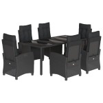 vidaXL Set mobilier de grădină cu perne, 7 piese, negru, poliratan vidaXL Set mobilier de grădină cu perne, 7 piese, negru, poliratan