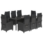 vidaXL Set mobilier de grădină cu perne, 9 piese, negru, poliratan vidaXL Set mobilier de grădină cu perne, 9 piese, negru, poliratan