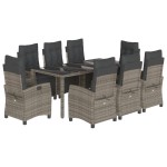 vidaXL Set mobilier grădină cu perne, 9 piese, gri, poliratan vidaXL Set mobilier grădină cu perne, 9 piese, gri, poliratan