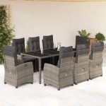 vidaXL Set mobilier grădină cu perne, 9 piese, gri, poliratan vidaXL Set mobilier grădină cu perne, 9 piese, gri, poliratan