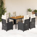 vidaXL Set mobilier de grădină cu perne, 7 piese, negru, poliratan vidaXL Set mobilier de grădină cu perne, 7 piese, negru, poliratan