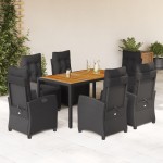 vidaXL Set mobilier de grădină cu perne, 7 piese, negru, poliratan vidaXL Set mobilier de grădină cu perne, 7 piese, negru, poliratan
