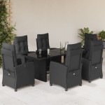 vidaXL Set mobilier de grădină cu perne, 7 piese, negru, poliratan vidaXL Set mobilier de grădină cu perne, 7 piese, negru, poliratan