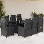 vidaXL Set mobilier de grădină cu perne, 9 piese, negru, poliratan vidaXL Set mobilier de grădină cu perne, 9 piese, negru, poliratan