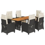 vidaXL Set mobilier de grădină cu perne, 7 piese, negru, poliratan vidaXL Set mobilier de grădină cu perne, 7 piese, negru, poliratan