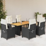 vidaXL Set mobilier de grădină cu perne, 7 piese, negru, poliratan vidaXL Set mobilier de grădină cu perne, 7 piese, negru, poliratan