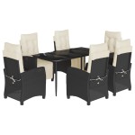 vidaXL Set mobilier de grădină cu perne, 7 piese, negru, poliratan vidaXL Set mobilier de grădină cu perne, 7 piese, negru, poliratan