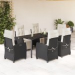 vidaXL Set mobilier de grădină cu perne, 7 piese, negru, poliratan vidaXL Set mobilier de grădină cu perne, 7 piese, negru, poliratan