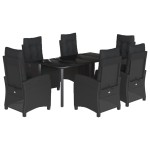 vidaXL Set mobilier de grădină cu perne, 7 piese, negru, poliratan vidaXL Set mobilier de grădină cu perne, 7 piese, negru, poliratan